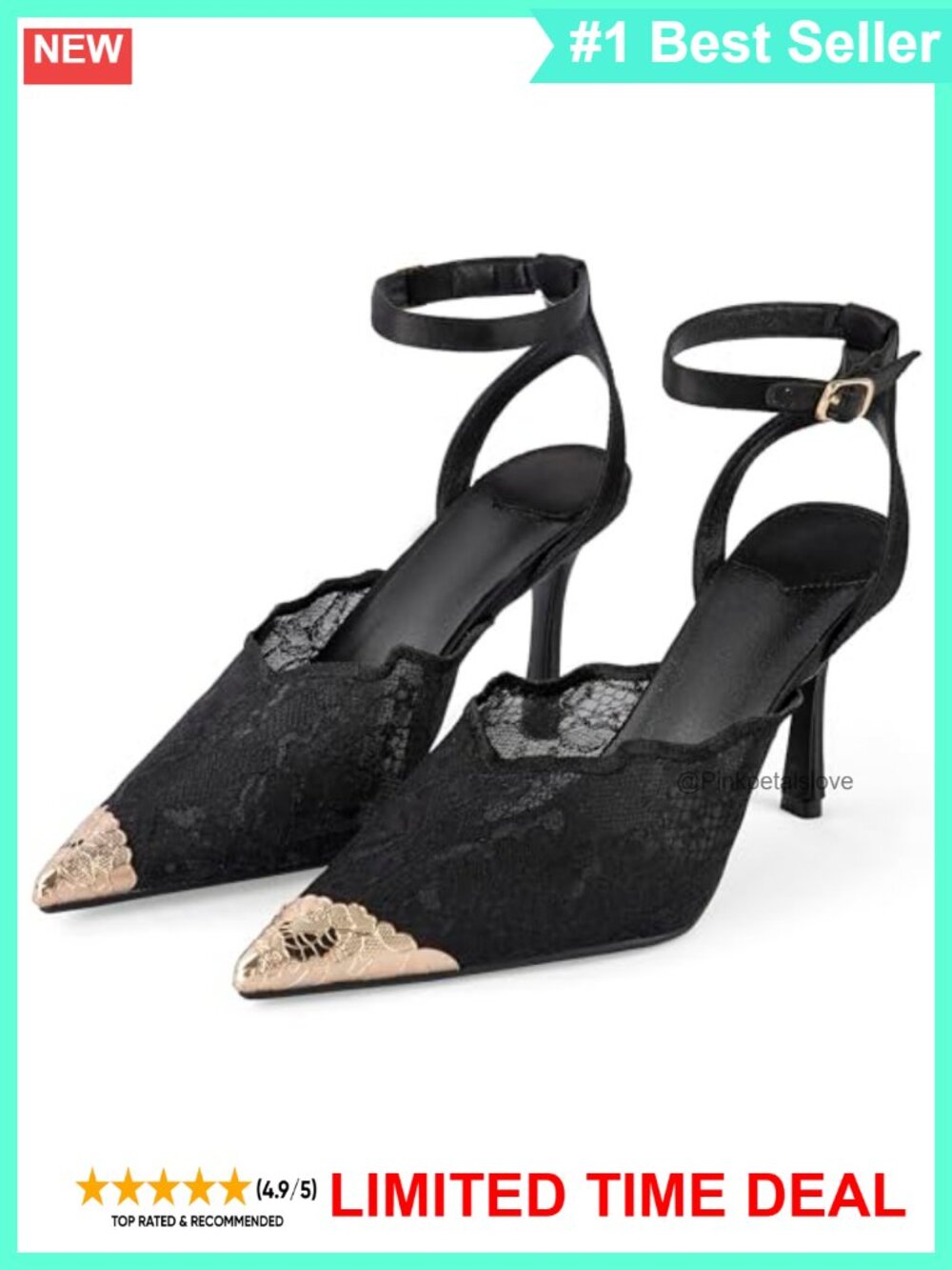 Women's Lace Heels Wedding Bride Pumps Stiletto High Heels Ankle Strap